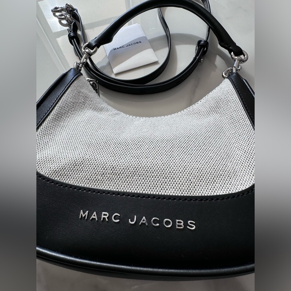 Marc Jacobs Remix Leather Canvas Small Shoulder Hobo Crossbody Bag In Natural - Picture 7 of 10